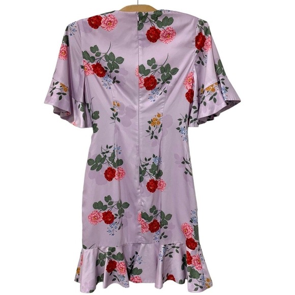 Keepsake the Label | Dress Mini Floral Short Sleeve Ruffles Purple- Size Small - Picture 9 of 9